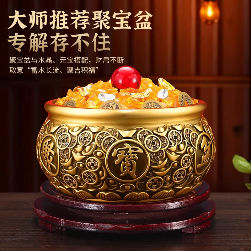Feng Shui Brass Wealth Bowl|Prosperity Treasure Pot