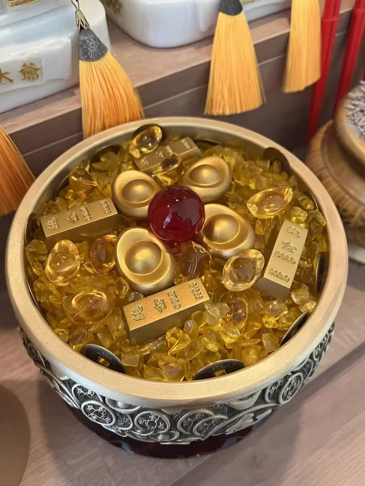 Feng Shui Brass Wealth Bowl|Prosperity Treasure Pot