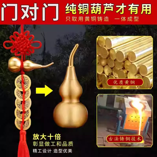 Feng Shui Brass Gourd with Five Emperor Coins