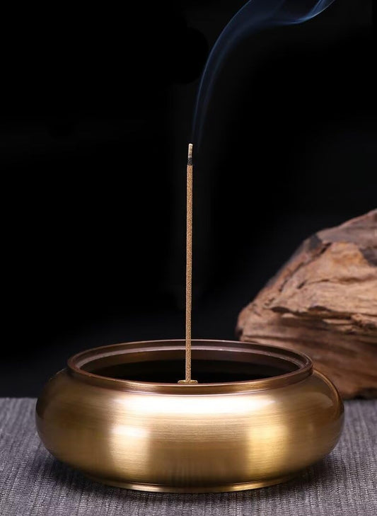 Bronze Incense Burner for Moxa & Coil Incense – Lotus Design Aromatherapy Holder with Fireproof Cotton, Antique Zen Style for Home Use